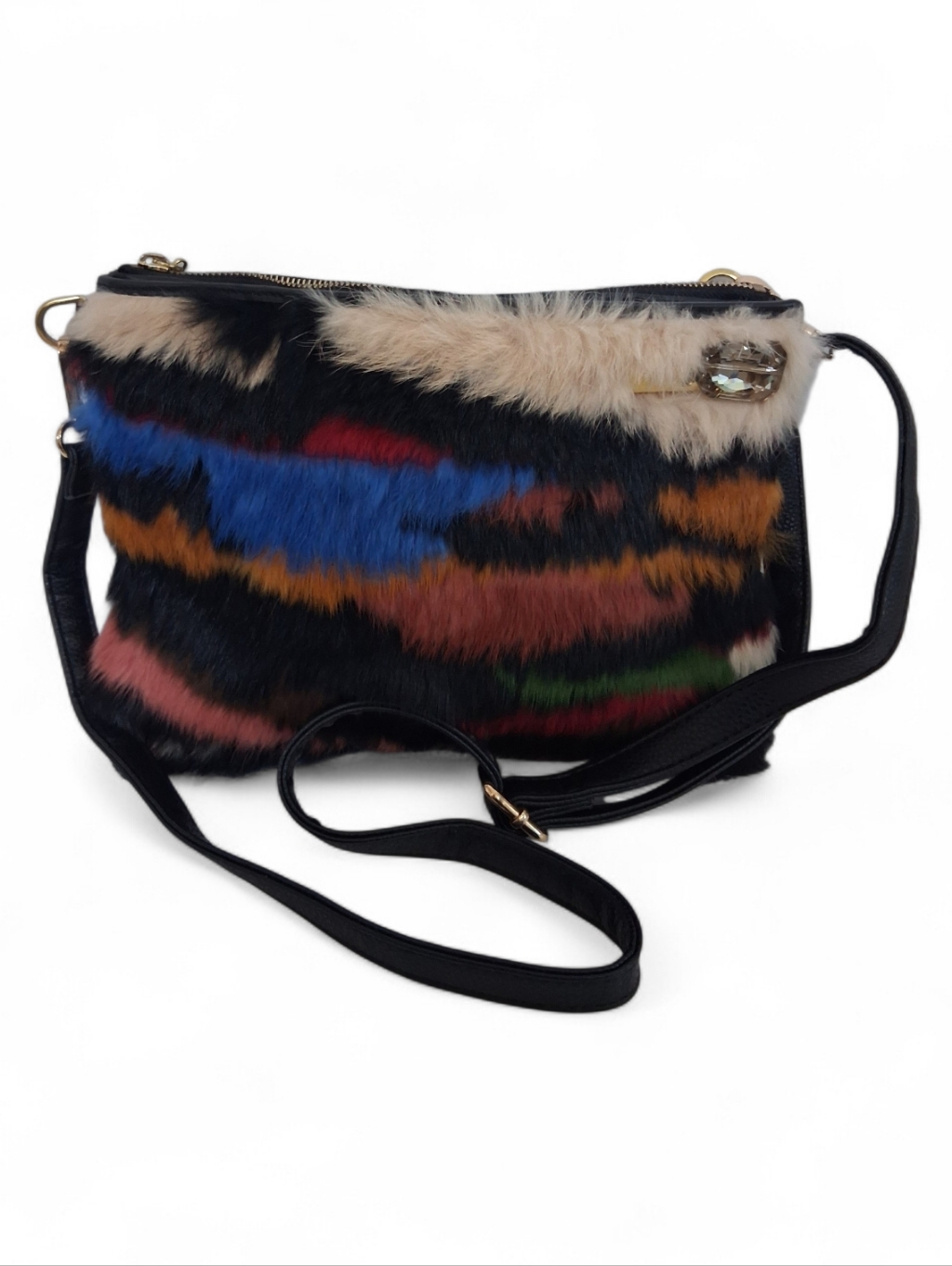 3.1 Phillip Lim Fur Front Leather Racer Bag Multicolor, $700 Luxury Purse